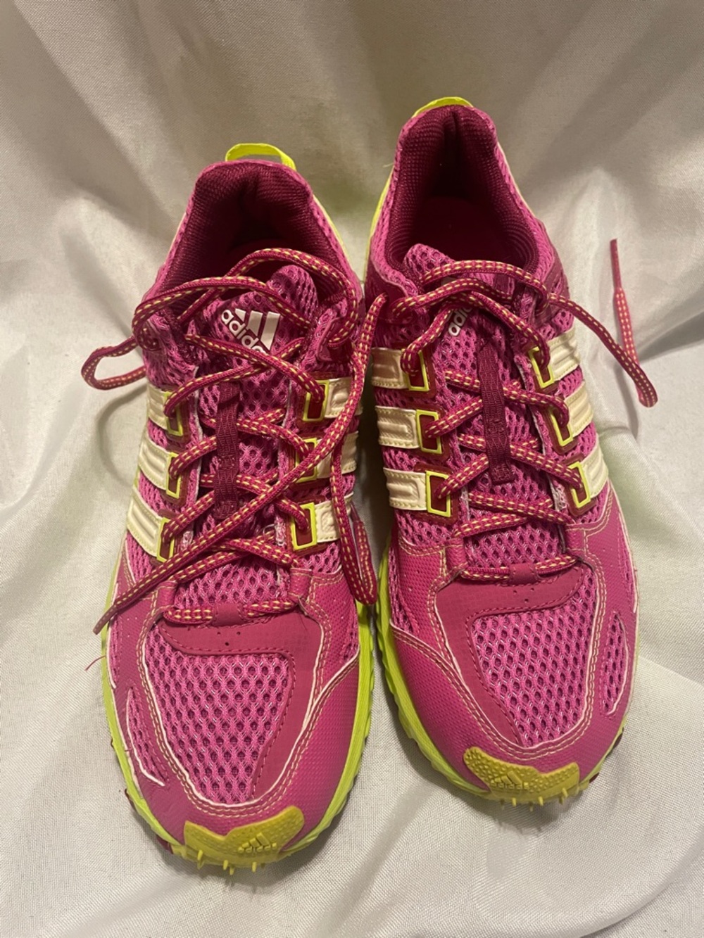 adidas Pink and Yellow Women's Athletic Running Shoes